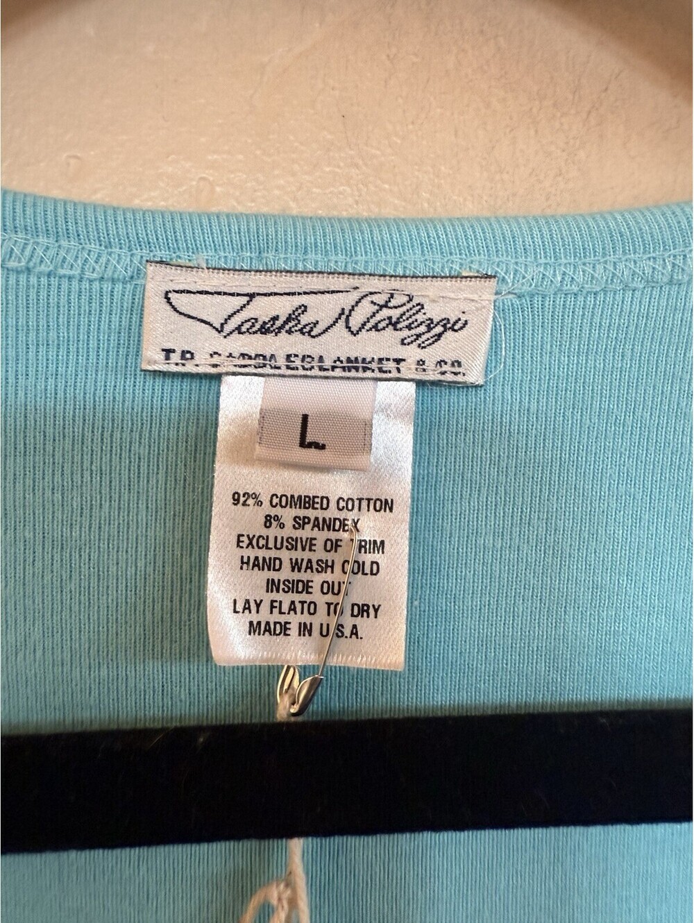 tasha polizzi turquoise three-quarter sleeve shirt with beads Sz.L - Picture 5 of 5